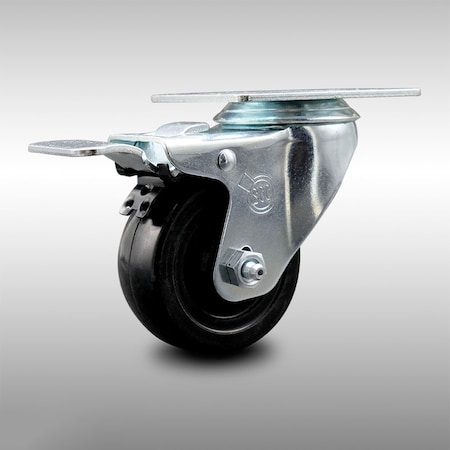 Service Caster 3 Inch SS Hard Rubber Wheel Swivel Top Plate Caster with Total Lock Brake SCC SCC-SSTTL20S314-HRS